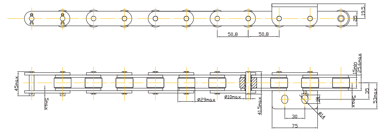 9+1 Single Grain Elevator Chain