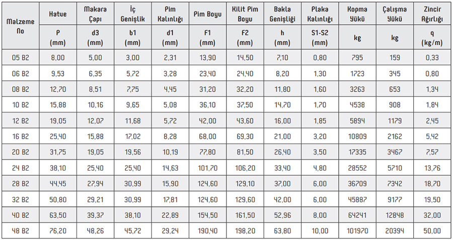 B Series II Roller Chains