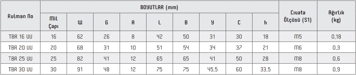TBR UU Linear Bearing